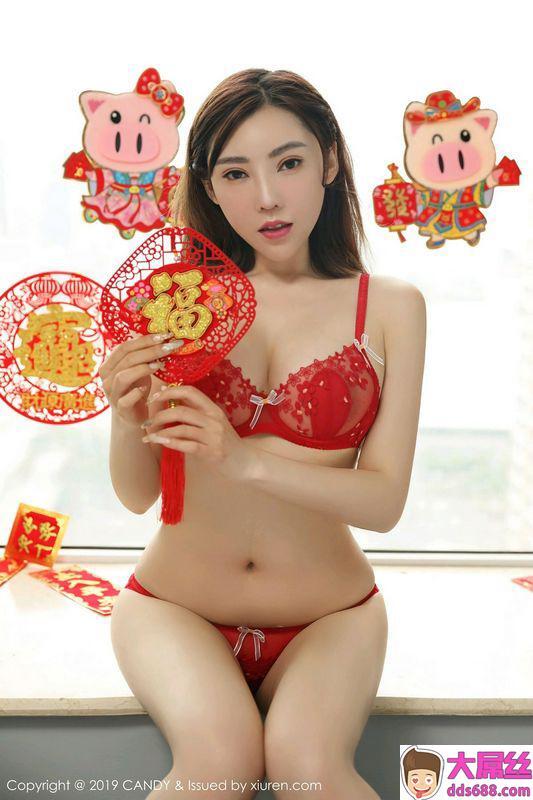 嫩模萌汉药baby新春祝福性感红色内衣秀完美身材诱惑写真